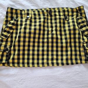 Abbey Dawn Yellow and Black Plaid Mini Skirt